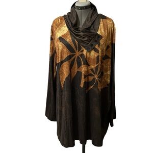 Azalea Women’s Blouse Brown & Gold Size 3x NWT